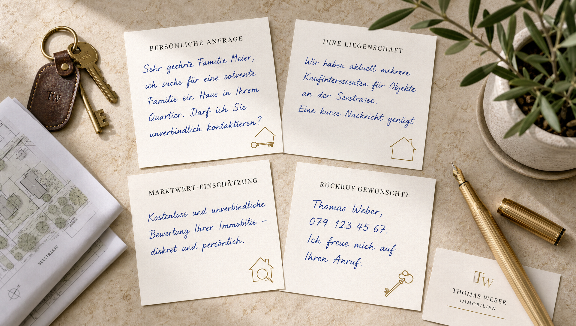 Anwendungsfall Immobilien-Akquise: handschriftliche Karten und Briefe von Inkly